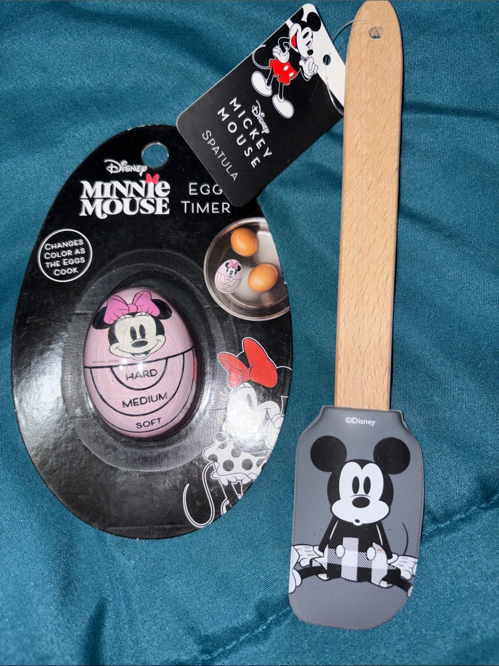 Disney Minnie Egg Timer & Mickey Spatula Set - Pink, Gray, Wood
